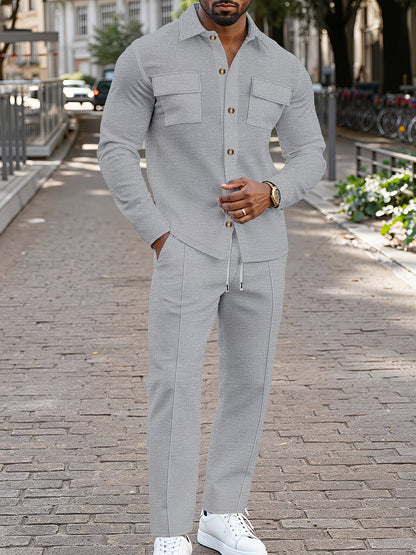Conjunto de Ropa para Hombre – Chaqueta de Manga Larga y Pantalón Casual Versátil