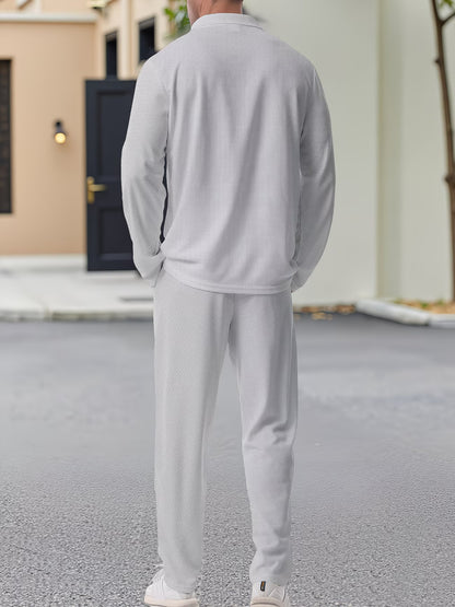 Conjunto de Ropa para Hombre – Chaqueta de Manga Larga y Pantalón Casual Versátil